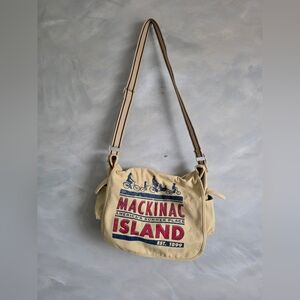 Mackinac Island Cotton Canvas Newspaper Preppy Messenger Laptop Bag 15x11